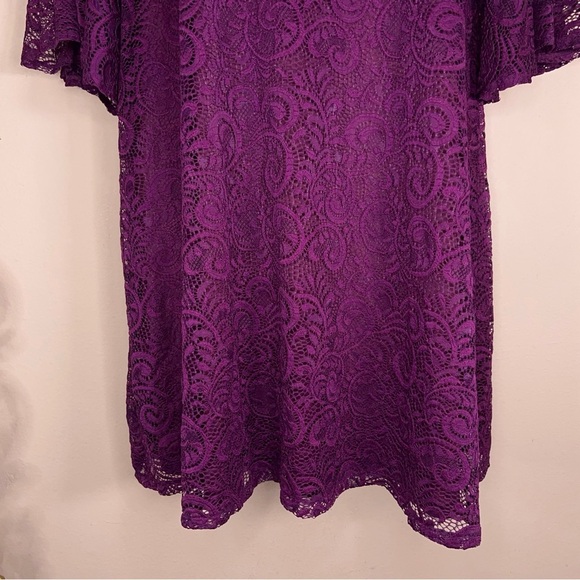Size 22/24 Lane Bryant Purple Fuchsia Dress Lined Event Bell Sleeve Party Plus - Picture 9 of 16